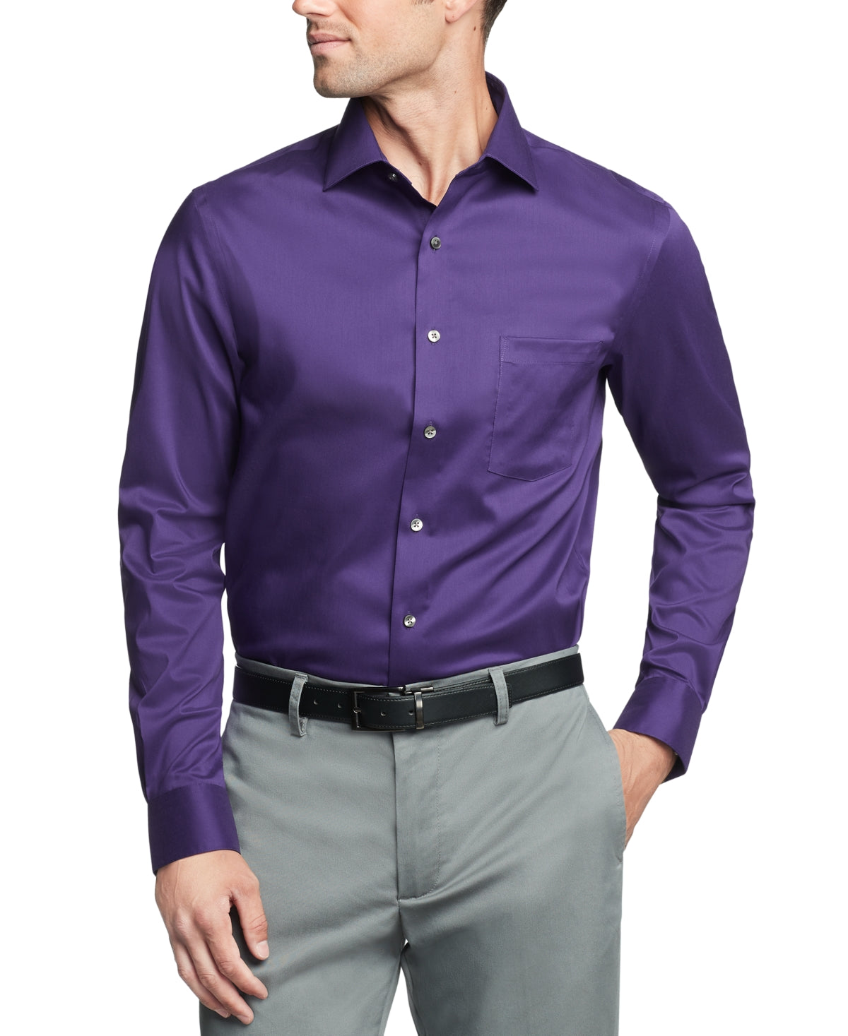 Van Heusen Men's Regular Fit Ultraflex Dress Shirt Purple Size 32X33
