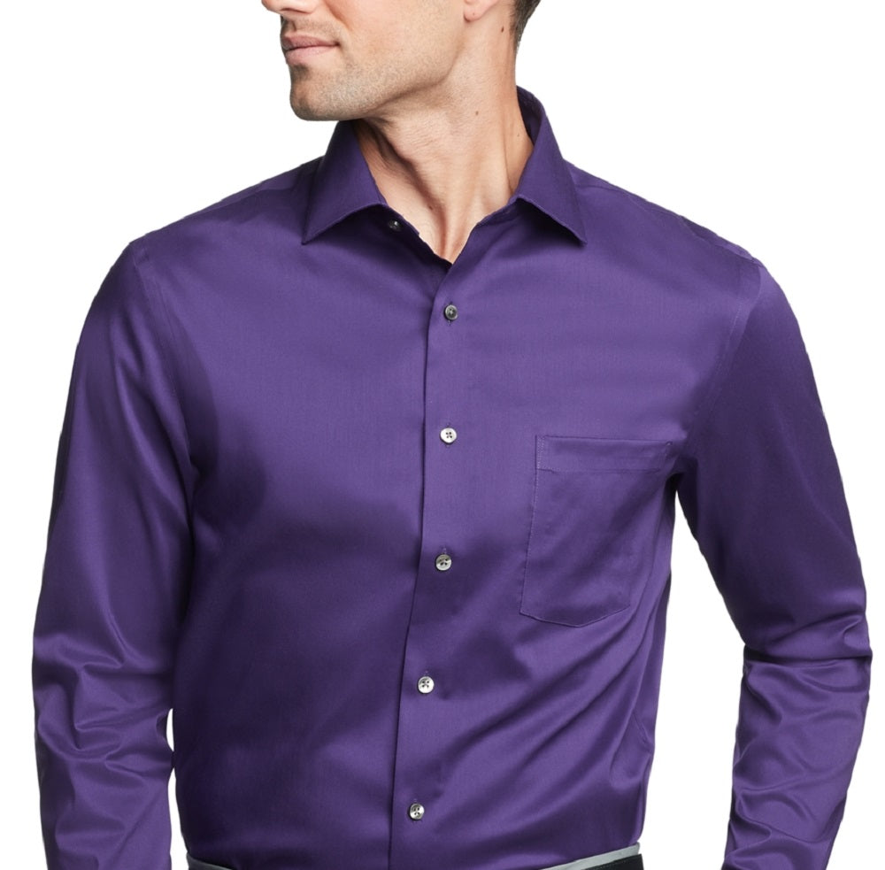 Van Heusen Men's Regular Fit Ultraflex Dress Shirt Purple Size 34X35