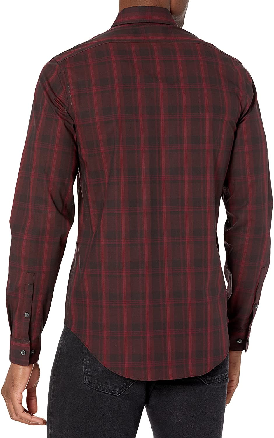 Calvin Klein Men's Slim-Fit Non-Iron Stretch Performance Dress Shirt Red Size 17 32-33