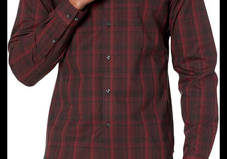 Calvin Klein Men's Slim-Fit Non-Iron Stretch Performance Dress Shirt Red Size 17 32-33