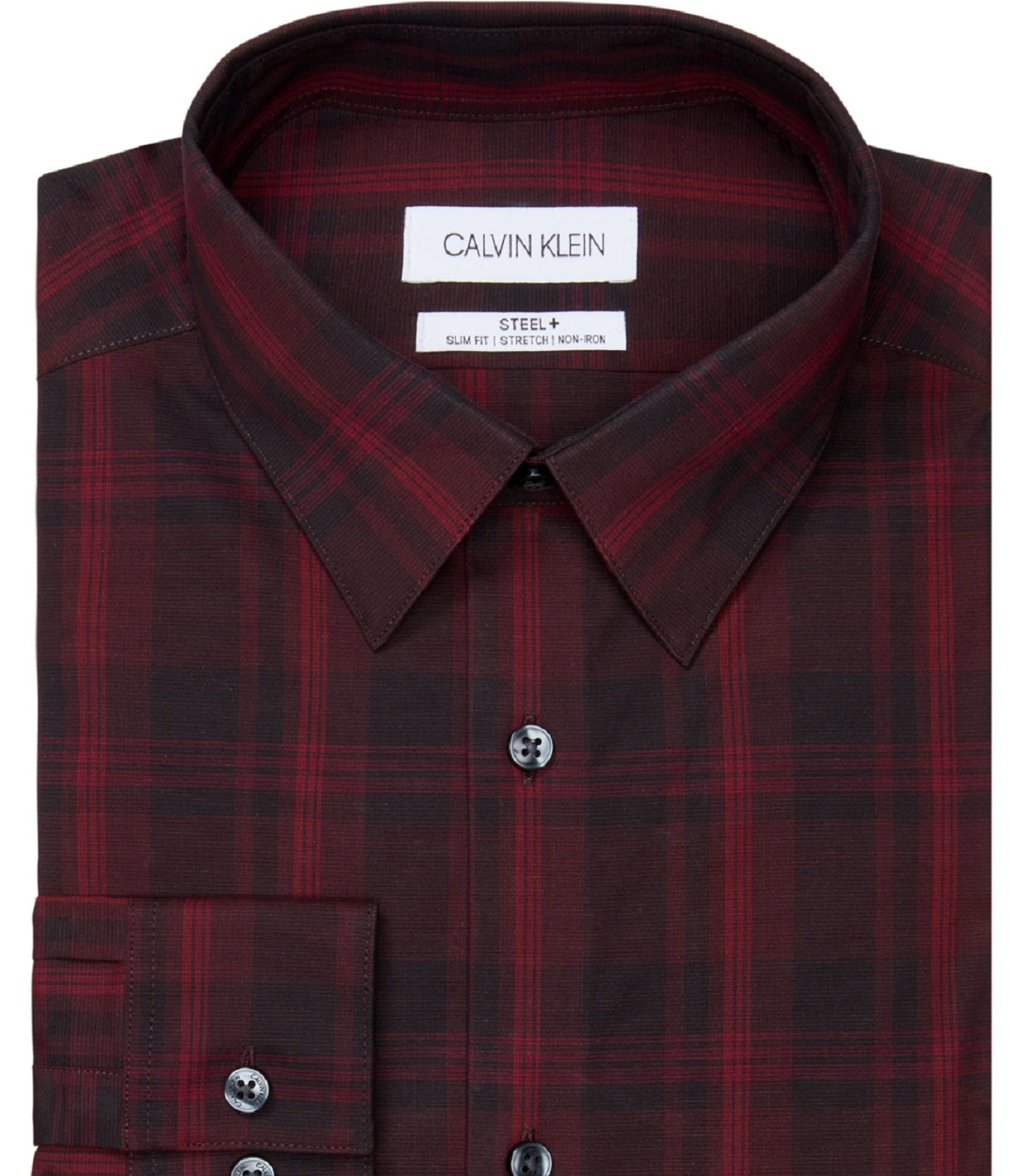 Calvin Klein Men's Slim Fit Non Iron Stretch Performance Dress Shirt Red Size 16X34X35