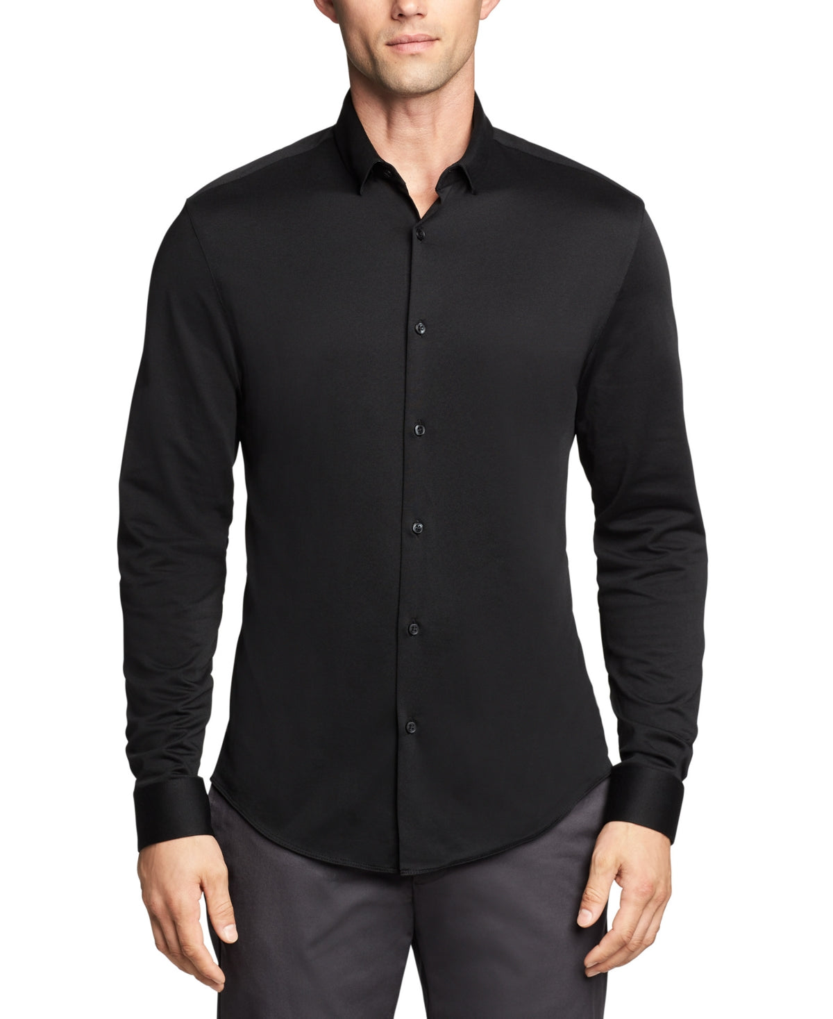 Calvin Klein Men's Extra Slim Fit Stretch Dress Shirt Black Size Small
