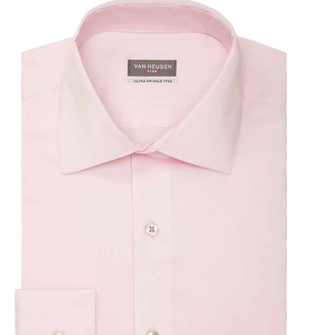 Van Heusen Men's Regular Fit Ultraflex Dress Shirt Pink Size 32X33