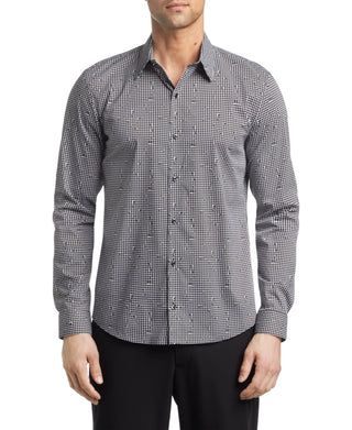 Calvin Klein Men's Extra Slim Fit Stretch Untucked Dress Shirt Black Size S