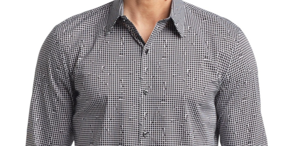 Calvin Klein Men's Extra Slim Fit Stretch Untucked Dress Shirt Black Size S