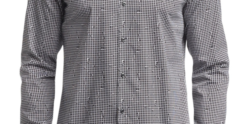 Calvin Klein Men's Extra Slim Fit Stretch Untucked Dress Shirt Black Size S