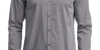 Calvin Klein Men's Extra Slim Fit Stretch Untucked Dress Shirt Black Size S