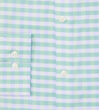 Michael Kors Men's Regular Fit Performance Stretch Check Dress Shirt Green Size 17.5X36X37