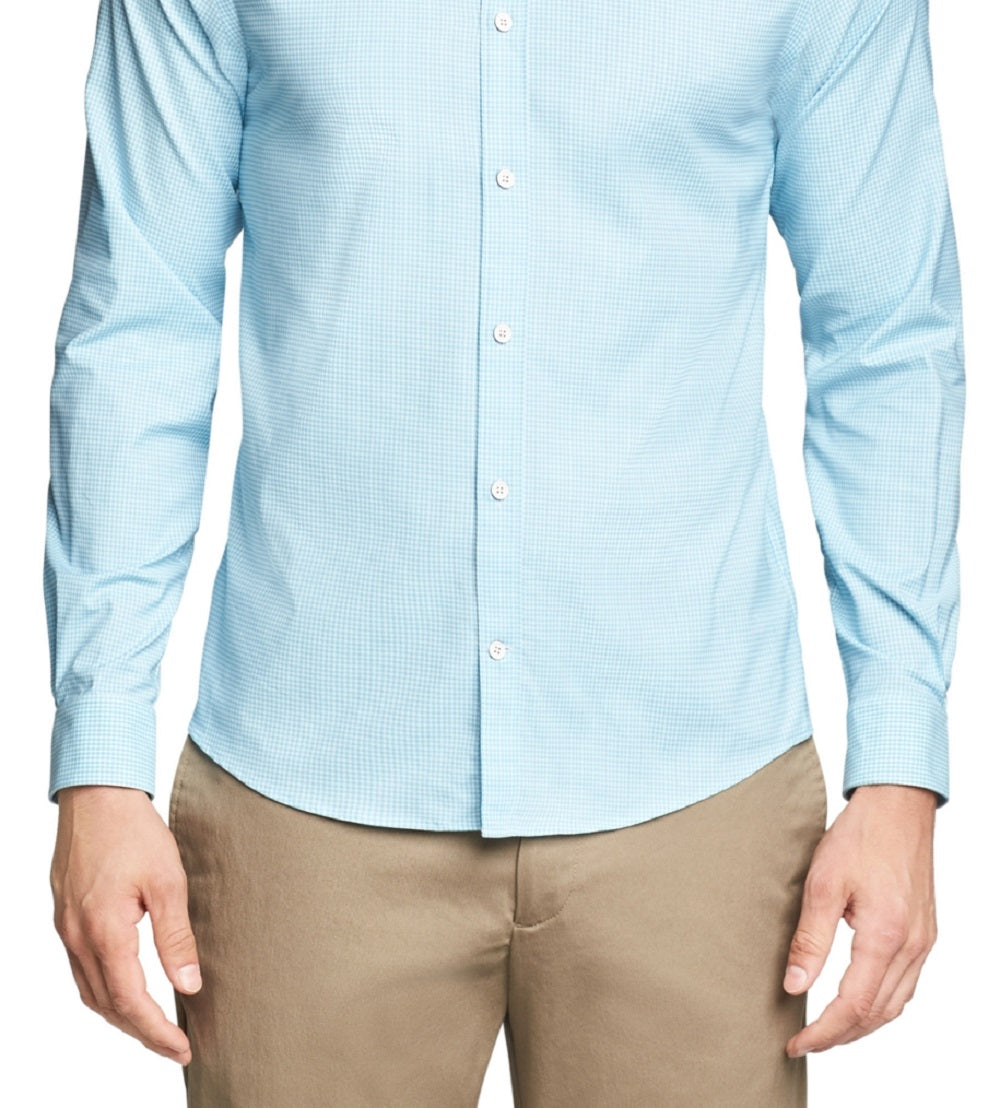 Tommy Hilfiger Men's No Tuck Casual Slim Fit Stretch Dress Shirt Green Size X-Large