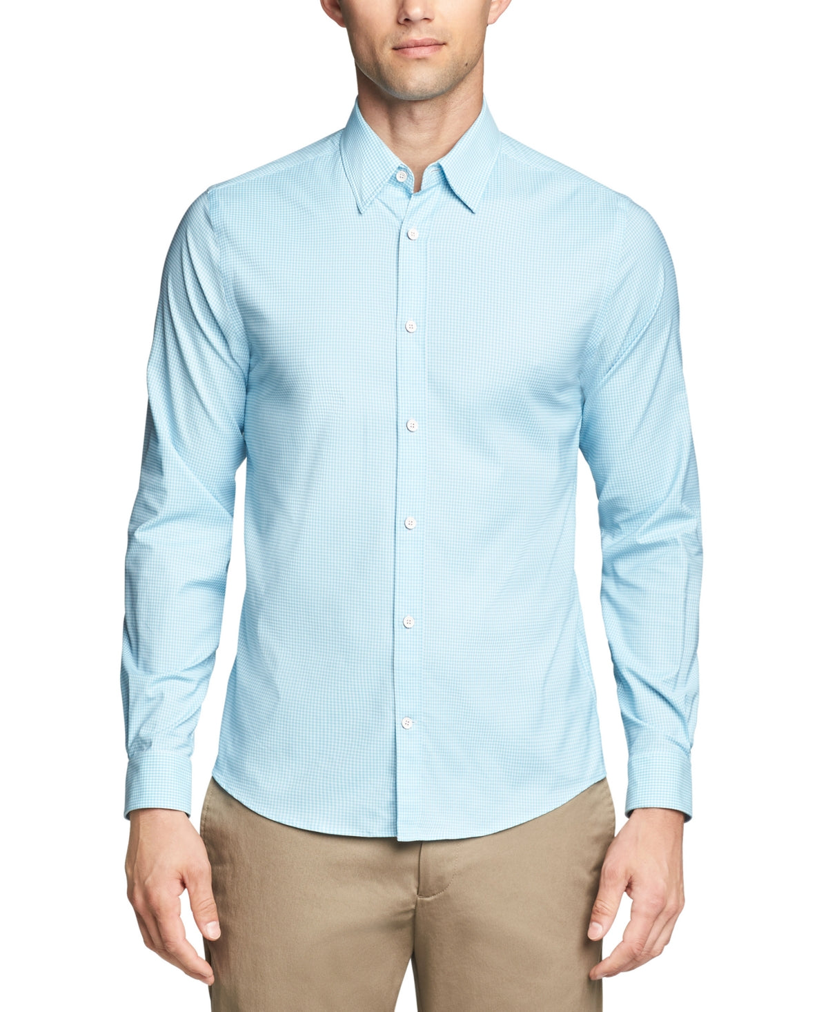 Tommy Hilfiger Men's No Tuck Casual Slim Fit Stretch Dress Shirt Green Size X-Large