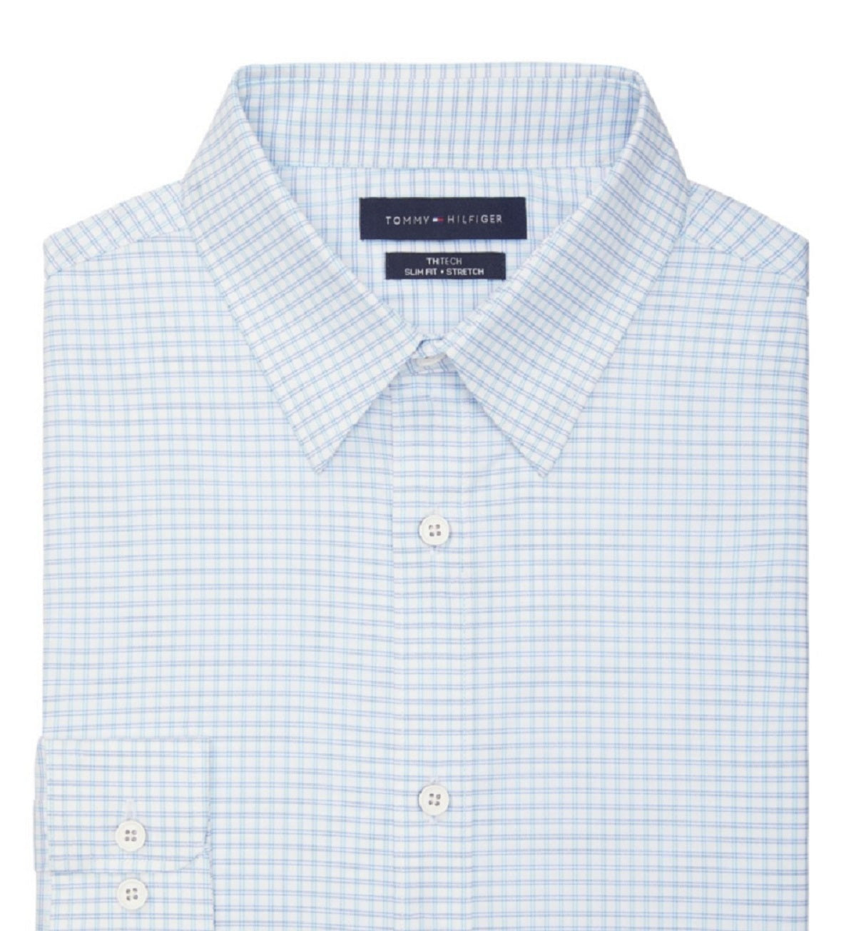 Tommy Hilfiger Men's No Tuck Slim Fit Stretch Dress Shirt Blue Size X-Large