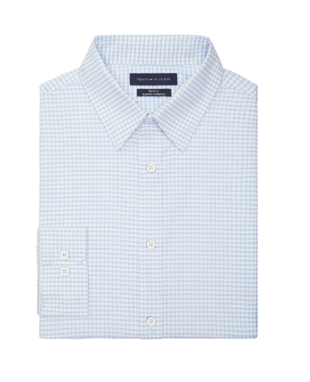 Tommy Hilfiger Men's No Tuck Slim Fit Stretch Dress Shirt Blue Size XX-Large