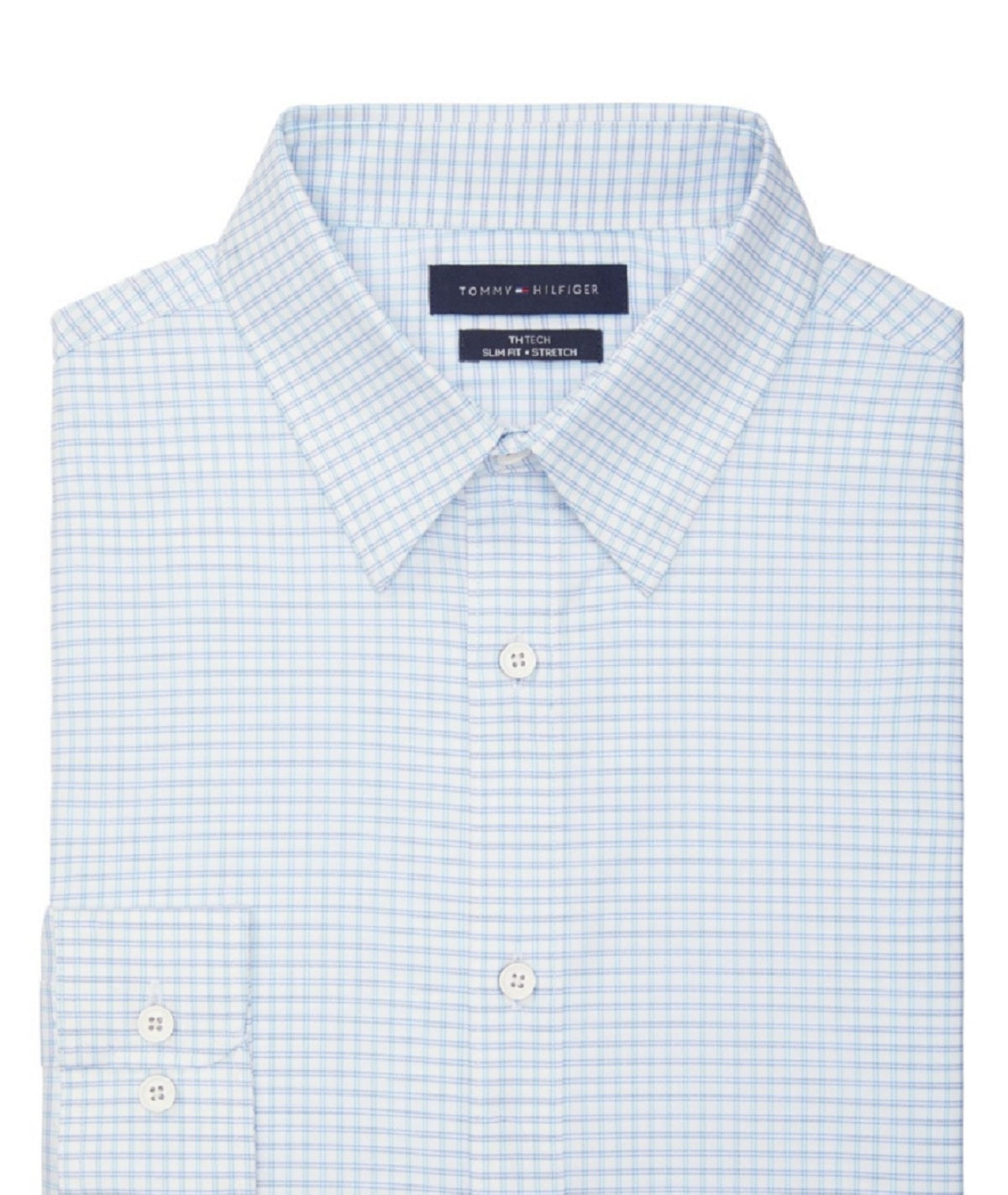 Tommy Hilfiger Men's No Tuck Slim Fit Stretch Dress Shirt Blue Size XX-Large