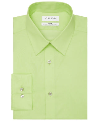 Calvin Klein Men's Steel Slim Fit Non Iron Stain Shield Solid Dress Shirt Green Size 14.5X32X33