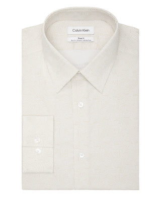 Calvin Klein Men's Steel And Slim Fit Stretch Dress Shirt Beige Size 14.5X32X33