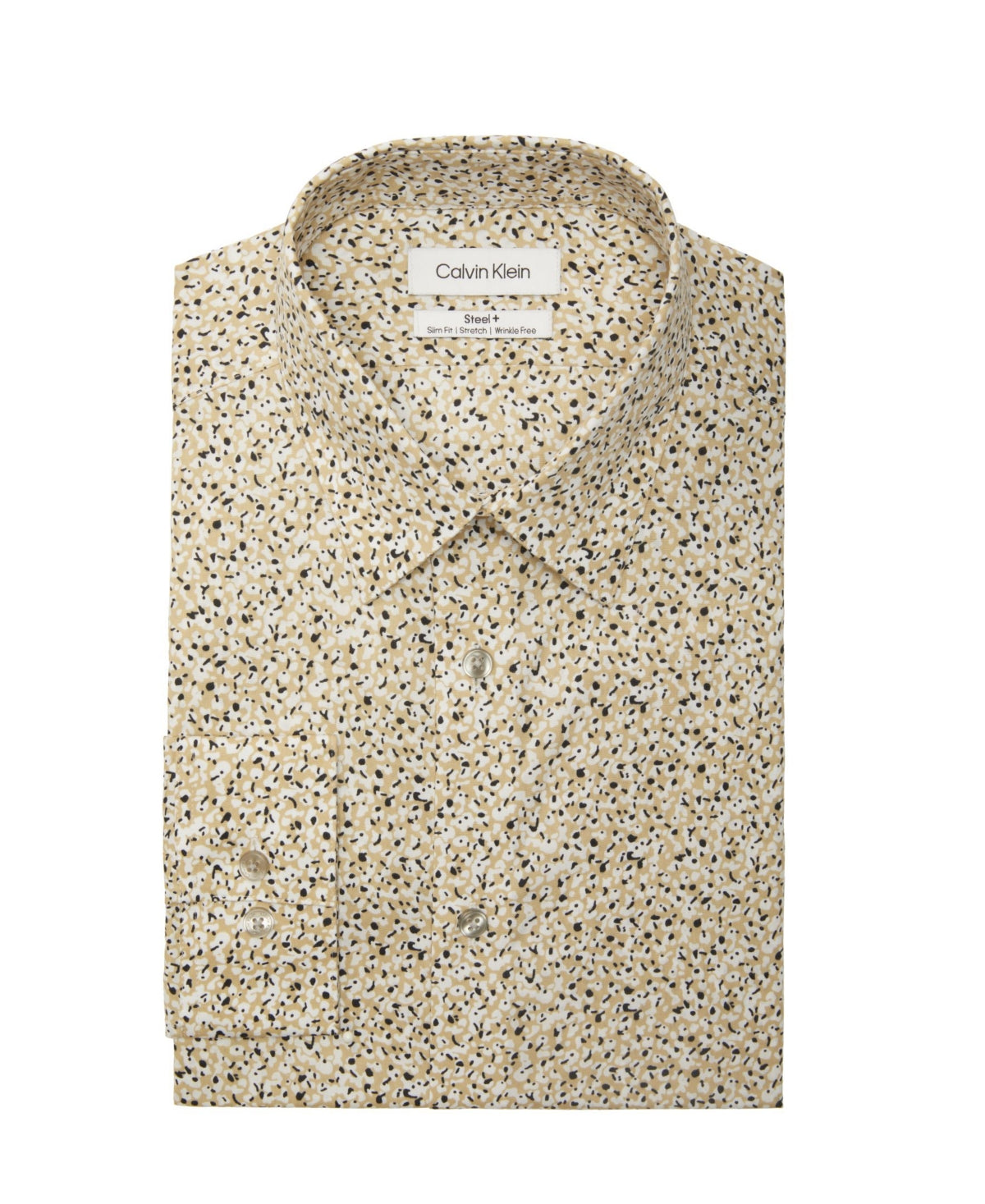 Calvin Klein Men's Steel And Slim Fit Stretch Dress Shirt Brown Size 15.5X32X33