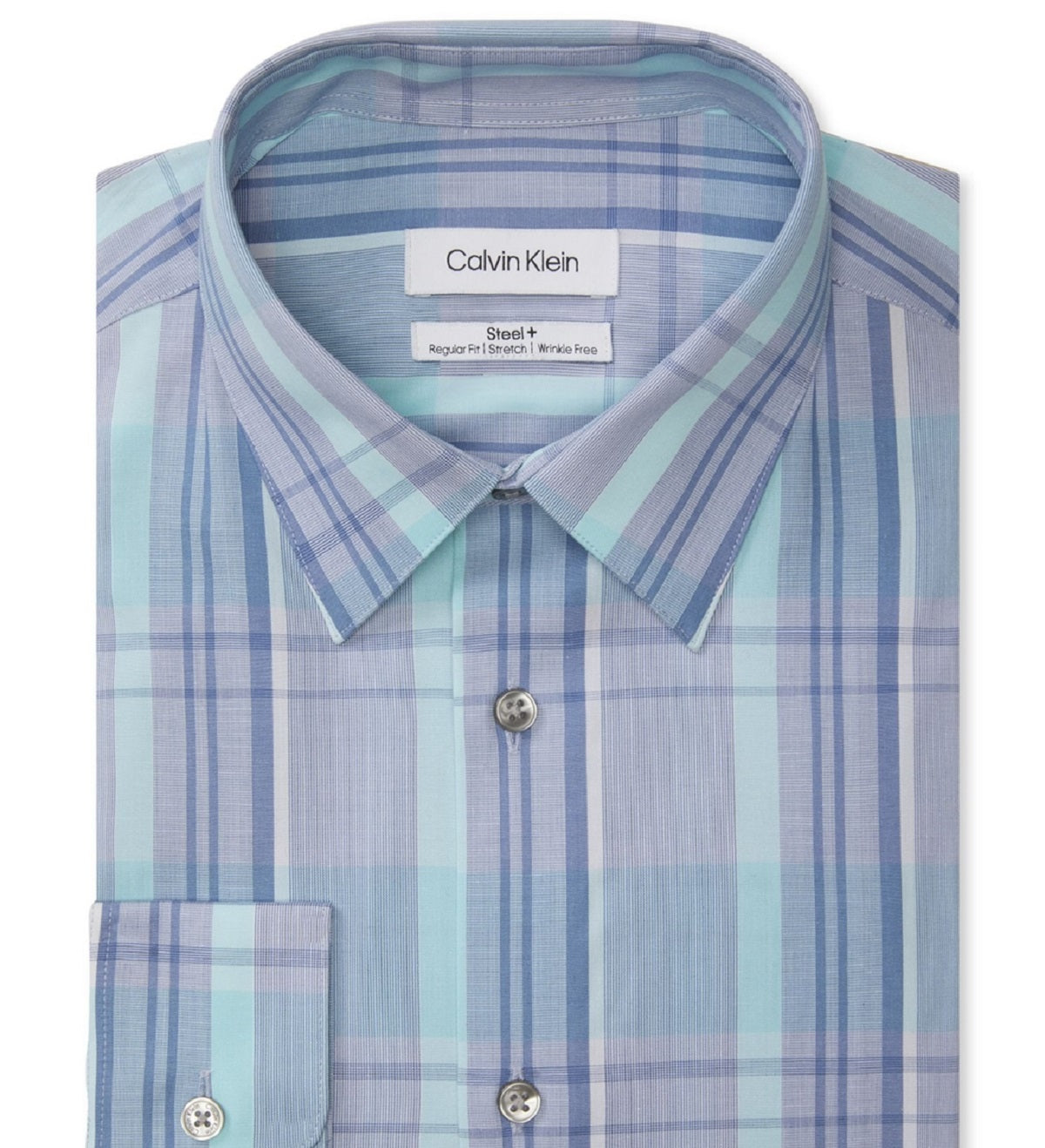 Calvin Klein Men's Steel And Regular Fit Stretch Dress Shirt Blue Size 17X32X33