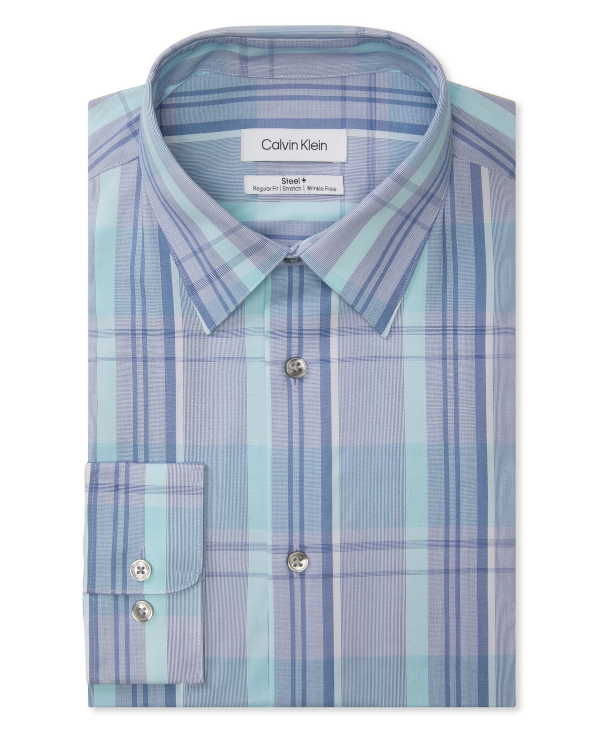 Calvin Klein Men's Regular Fit Stretch Dress Shirt Blue Size 34X35