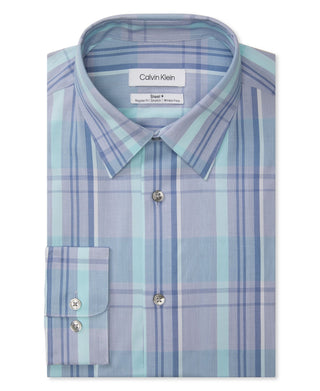 Calvin Klein Men's Regular Fit Stretch Dress Shirt Blue Size 34X35