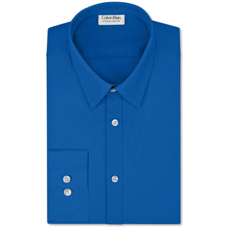 Calvin Klein Men's Slim Fit Stretch Long Sleeve Dress Shirt Blue Size 15X32-33