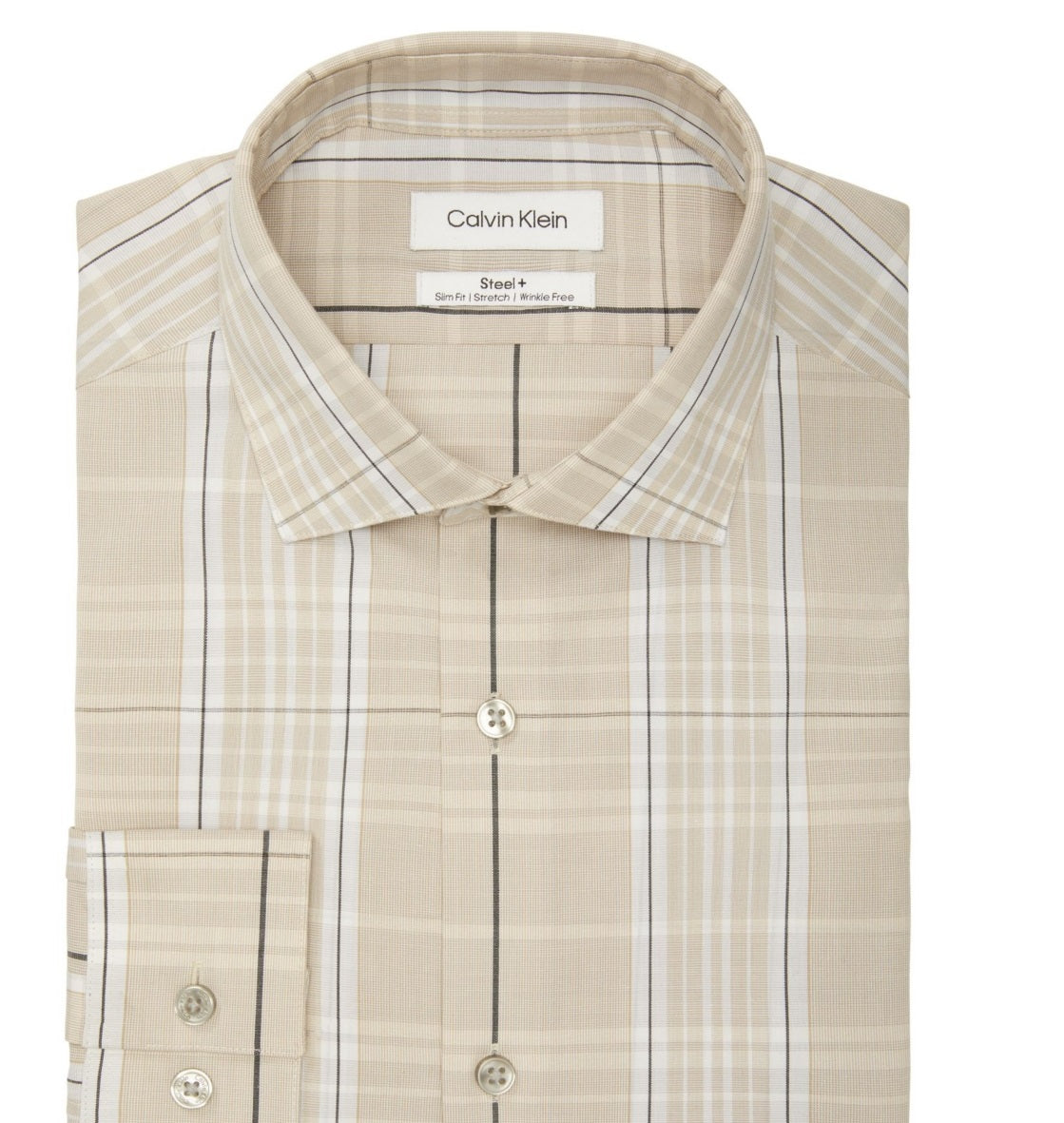 Calvin Klein Men's And Slim Fit Stretch Dress Shirt Brown Size 15X32X33
