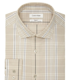 Calvin Klein Men's And Slim Fit Stretch Dress Shirt Brown Size 15X32X33