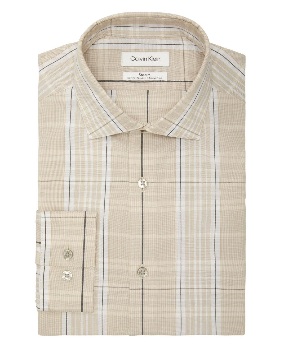 Calvin Klein Men's And Slim Fit Stretch Dress Shirt Brown Size 15X32X33