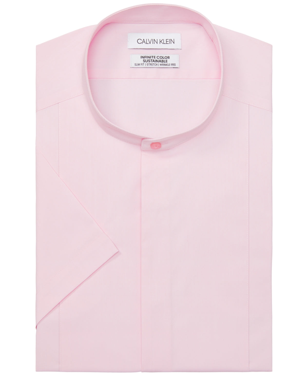 Calvin Klein Men's Sustainable Slim Fit Short Sleeve Dress Shirt Pink Size Large