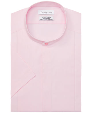 Calvin Klein Men's Sustainable Slim Fit Short Sleeve Dress Shirt Pink Size Large