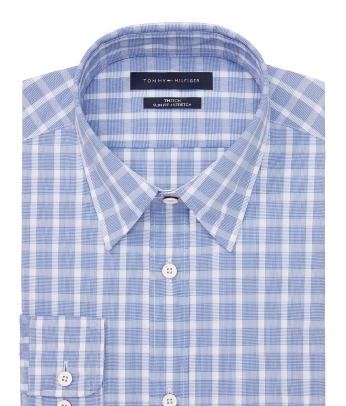 Tommy Hilfiger Men's Th Tech No Tuck Slim Fit Stretch Dress Shirt Purple Size Medium