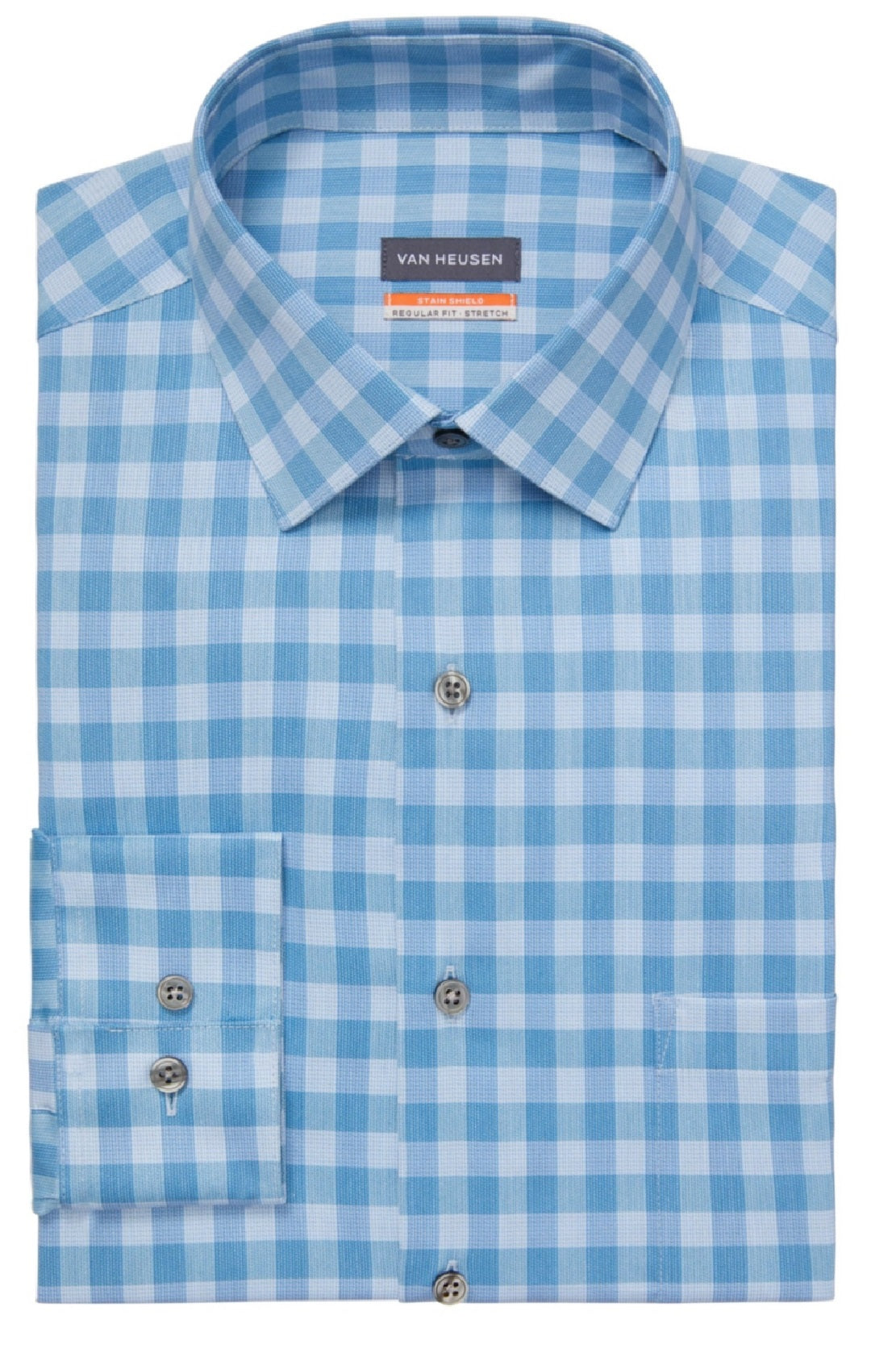 Van Heusen Men's Stain Shield Regular Fit Dress Shirt Blue Size 16X34X35