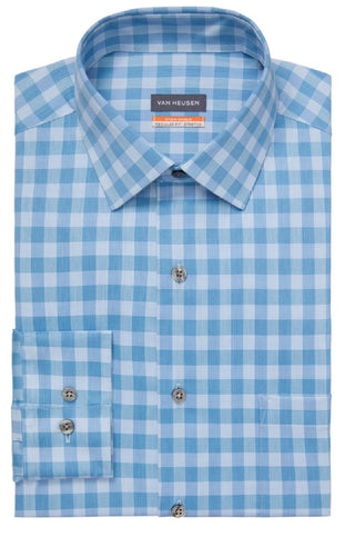 Van Heusen Men's Stain Shield Regular Fit Dress Shirt Blue Size 16X34X35