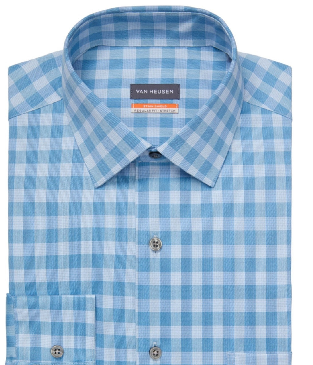 Van Heusen Men's Stain Shield Regular Fit Dress Shirt Blue Size 16X34X35