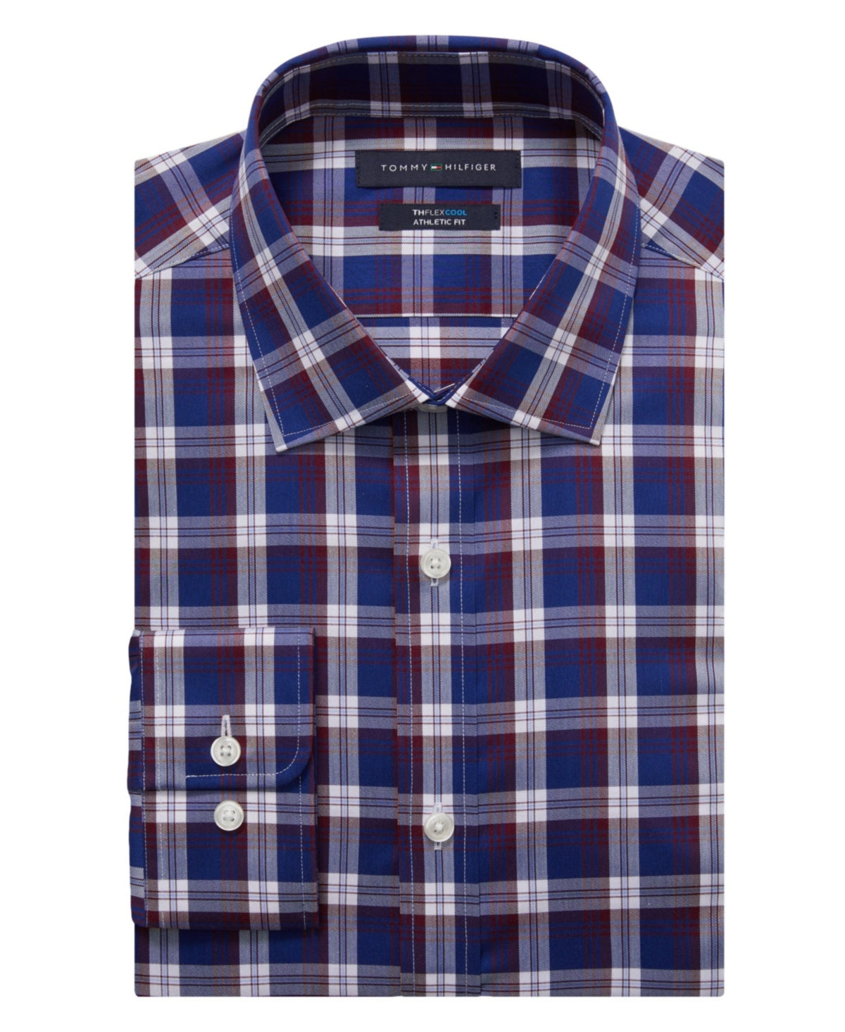 Tommy Hilfiger Men's Flex Cool Athletic Fit Dress Shirt Red Size 16.5X36X37