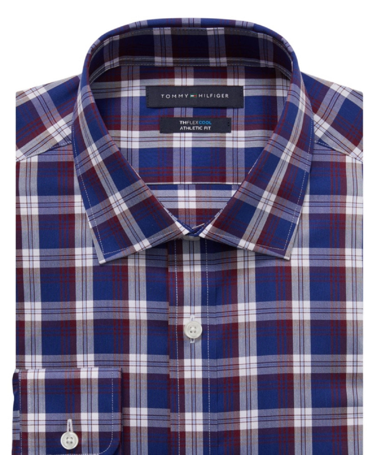 Tommy Hilfiger Men's Flex Cool Athletic Fit Dress Shirt Red Size 16.5X36X37