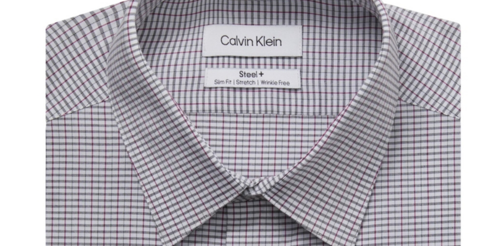 Calvin Klein Men's Slim Fit Stretch Wrinkle Free Dress Shirt Gray Size 15X34X35