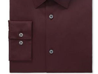 Calvin Klein Men's Steel Slim Fit Non Iron Stain Shield Solid Dress Shirt Red Size 17.5 - 36/37 XL