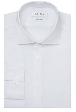 Calvin Klein Men's Slim Fit Stretch Wrinkle Resistant Dress Shirt White Size 17X36X37