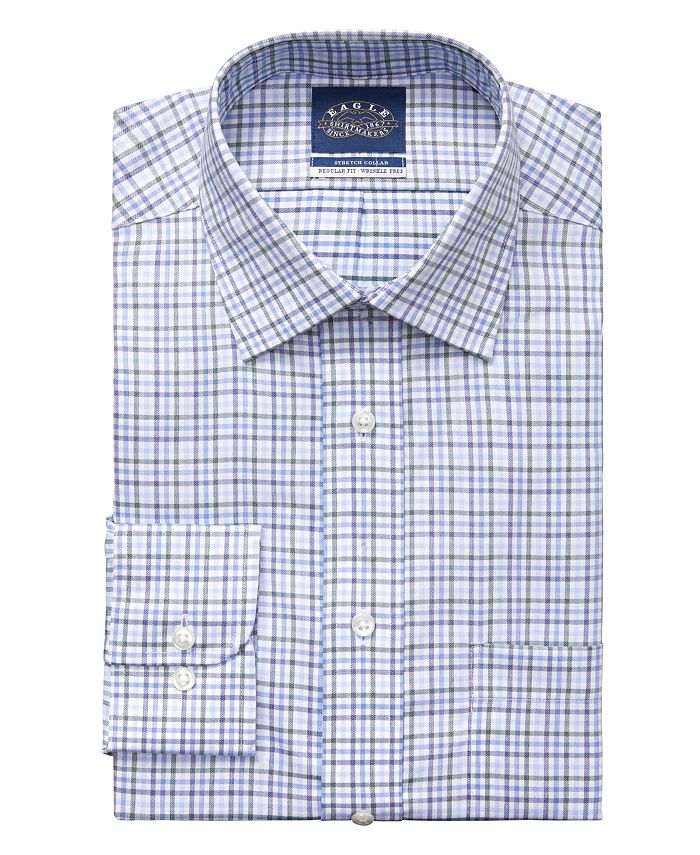 Eagle Men's Regular Fit Stretch Collar Dress Shirt Green Size 17X34X35