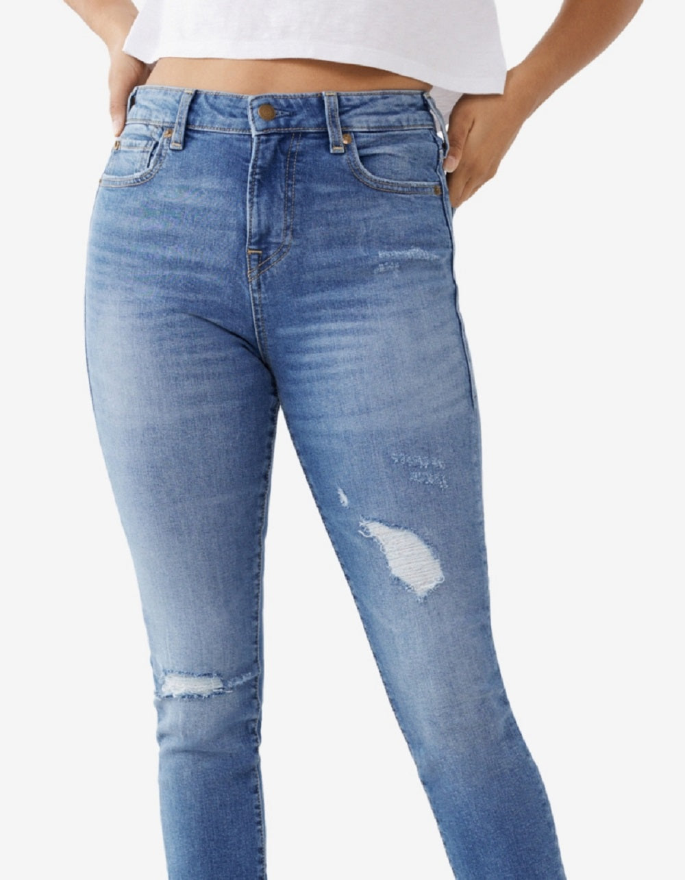 True Religion Women's Jennie High Rise Curvy Skinny Jeans Blue Size 32