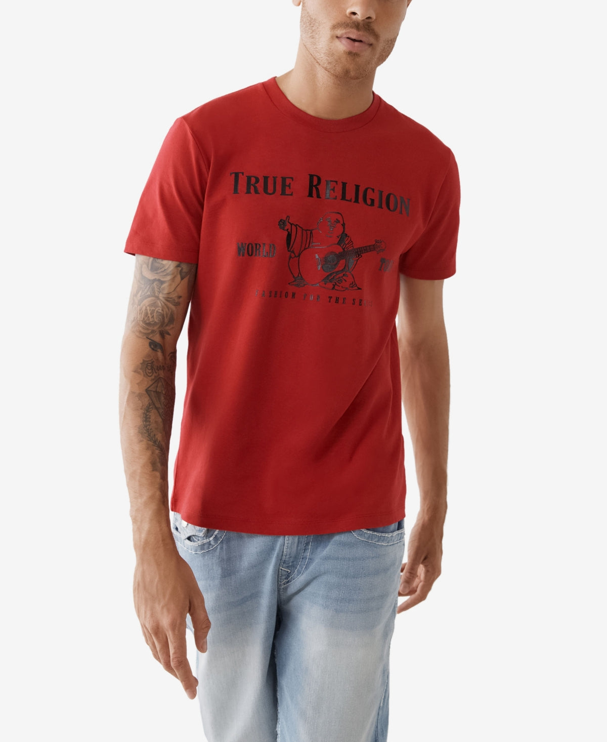 True Religion Men's Core Buddha Cotton Graphic Tee Red Size Small