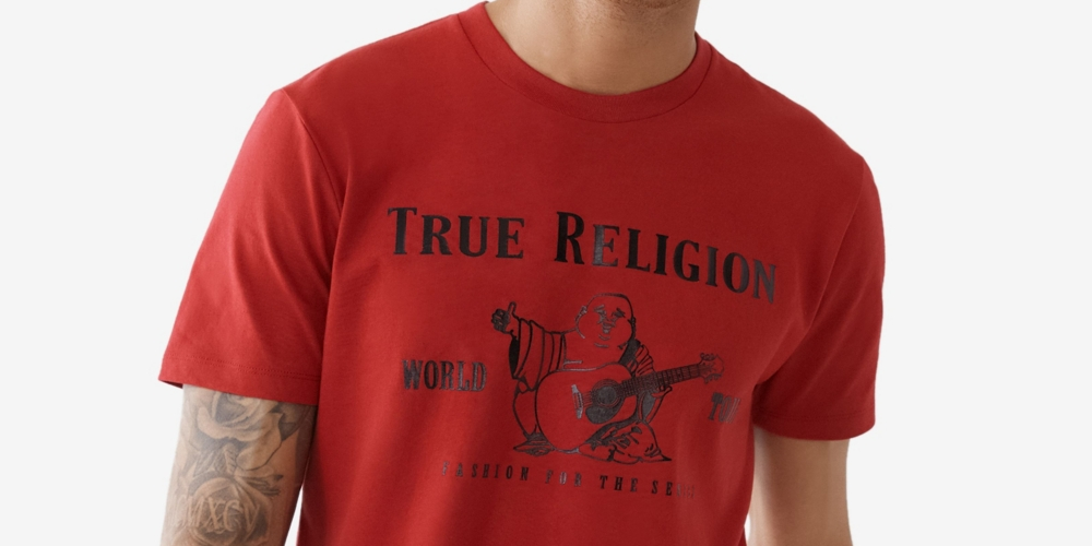 True Religion Men's Core Buddha Cotton Graphic Tee Red Size Small