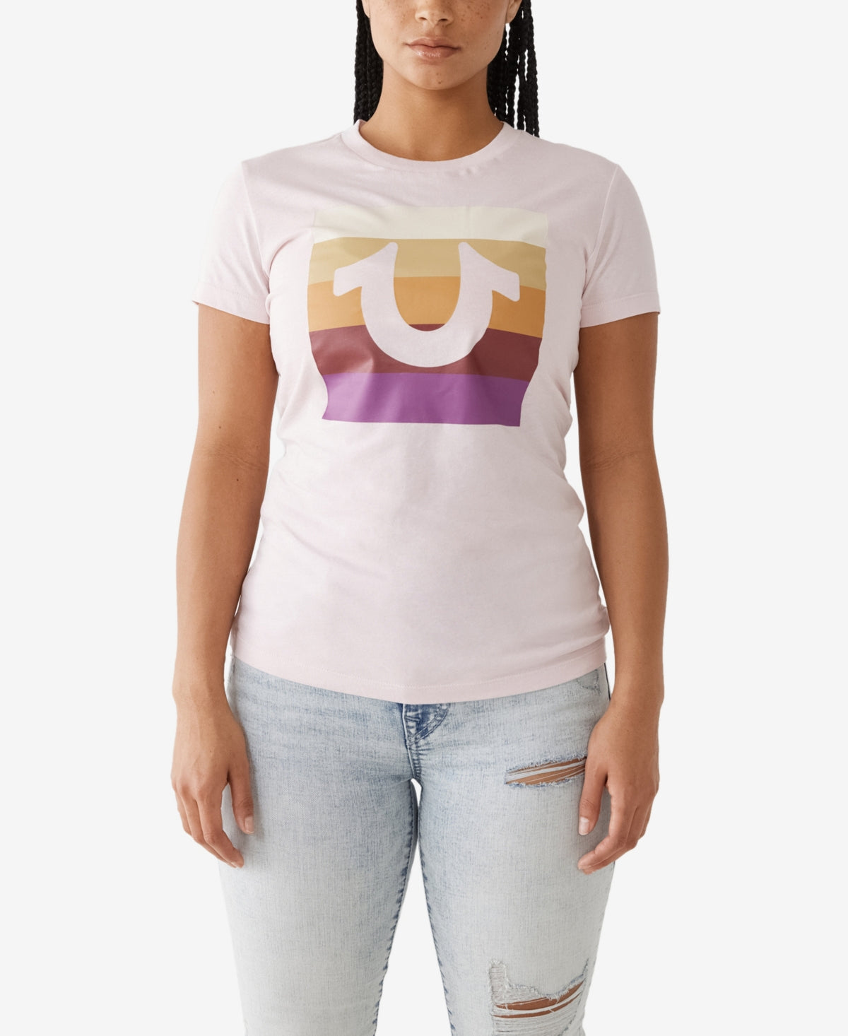 True Religion Women's Slim Crew Short Sleeve T-Shirt Purple Size Small