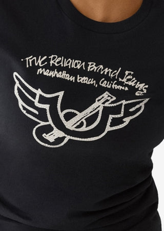 True Religion Women's Retro Horseshoe Crew T-Shirt Black Size Large