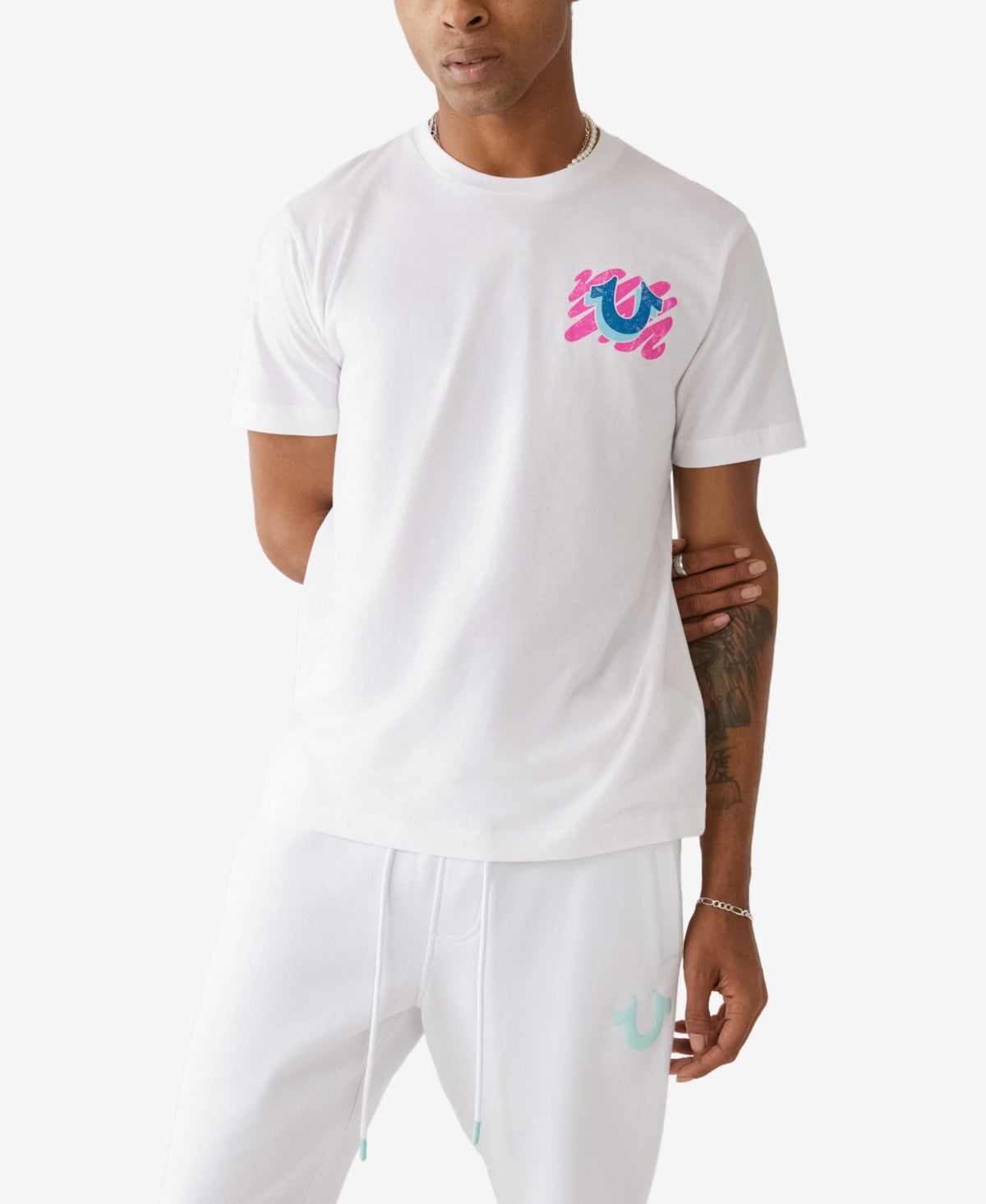 True Religion Men's Paint Brush Graphic Tee White Size Large