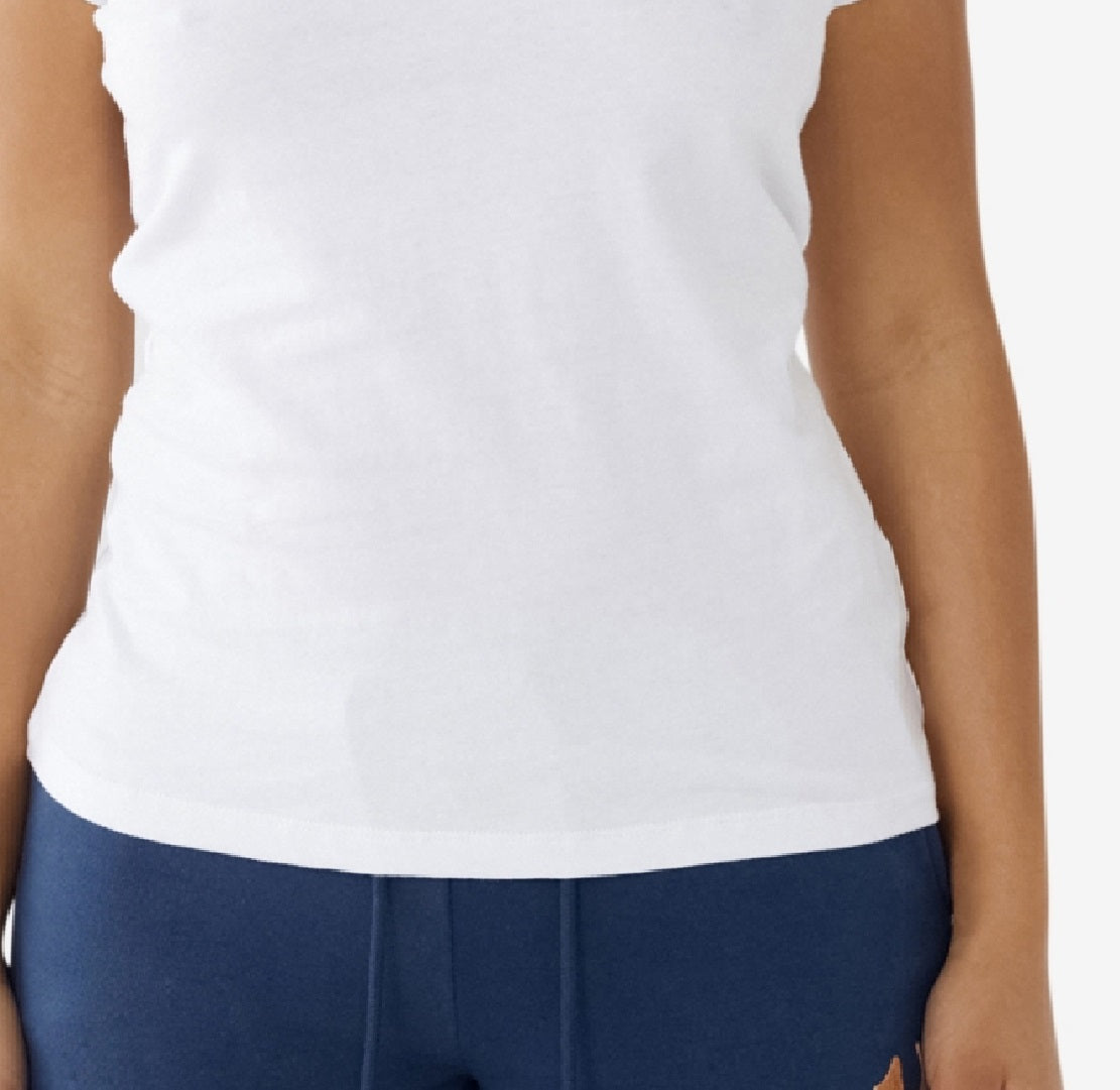 True Religion Women's Short Sleeve Buddha Stamp Slim V Neck T Shirt White Size Small