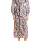 Cinq à Sept Quin Floral Print Long Sleeve Dress in Powder Blue Multi , Size 2