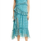 Cinq à Sept Rayner Ruffle Chiffon Dress in Celeste Multi , Size 6