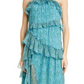 Cinq à Sept Rayner Ruffle Chiffon Dress in Celeste Multi , Size 6