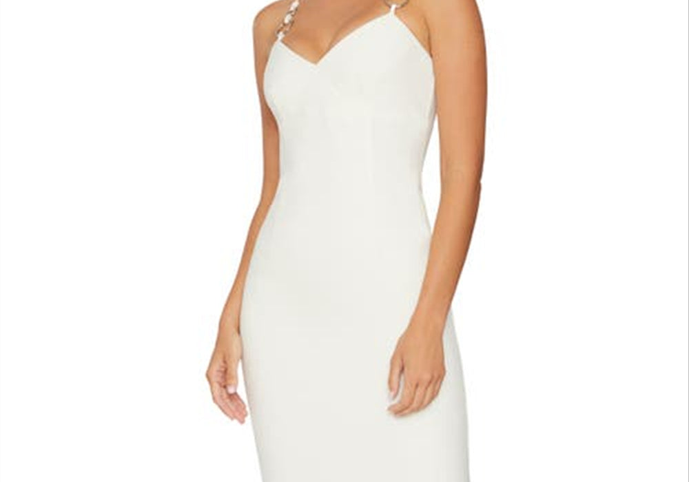 LIKELY Hirsch Chain Link Strap Mermaid Dress in White , Size 6